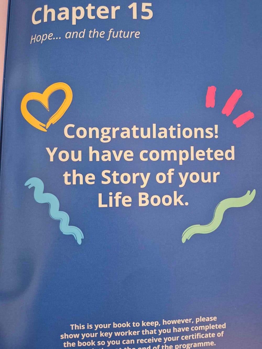 Finishing pages of the Story of Your Life workbook